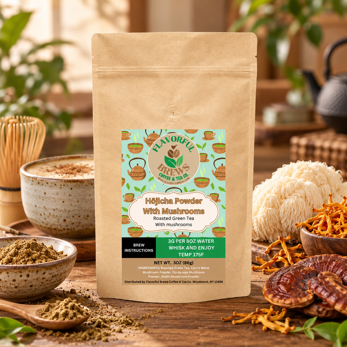 Japanese Hojicha With Mushrooms